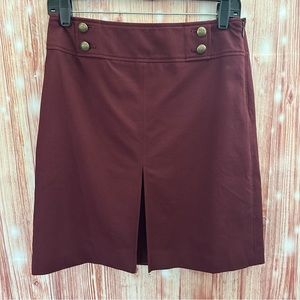 Talbots Maroon Textured Button Detail Mini Skirt